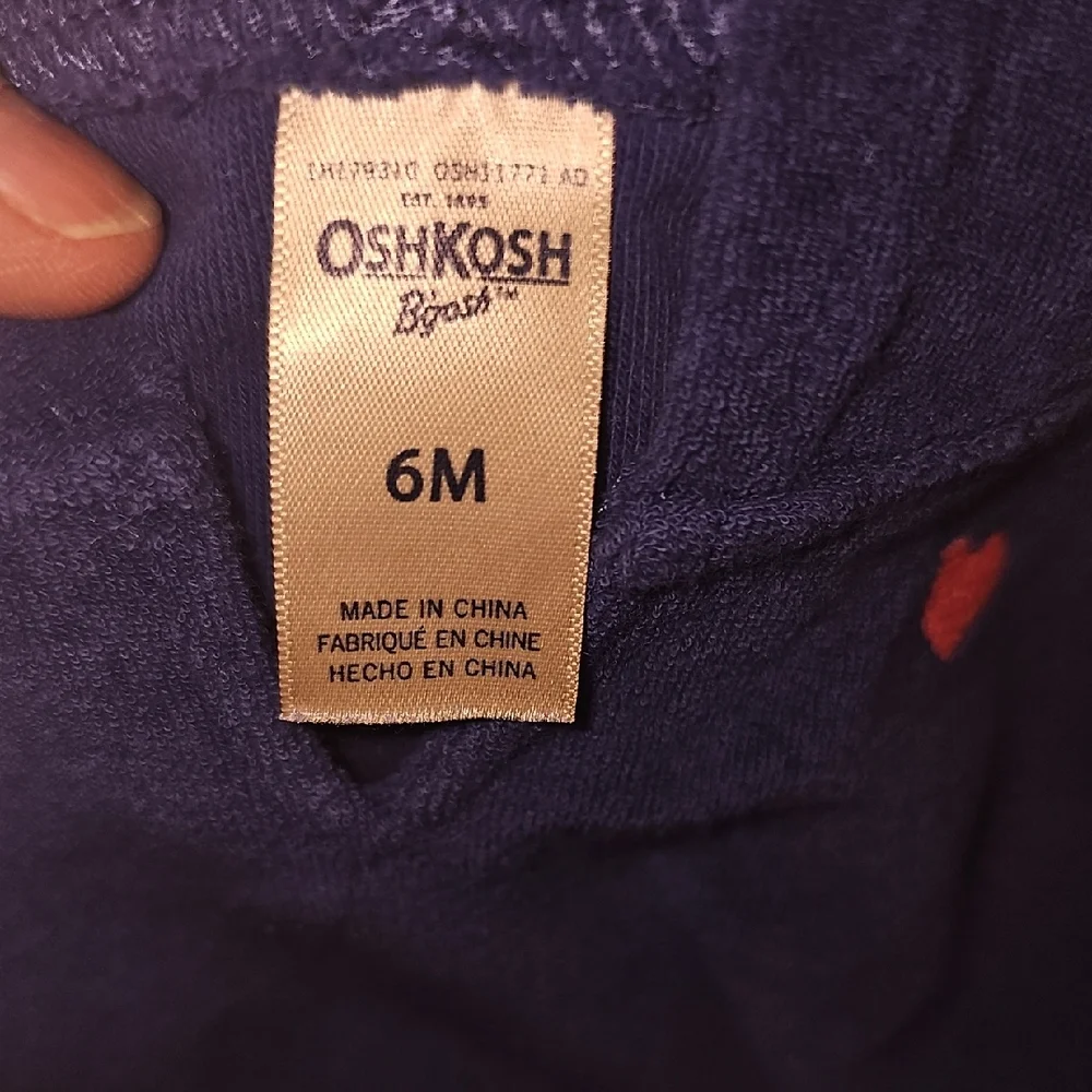 OshKosh B'gosh Navy Hoodie with Pink Trim 6 months Baby Girl  Sweatershirt